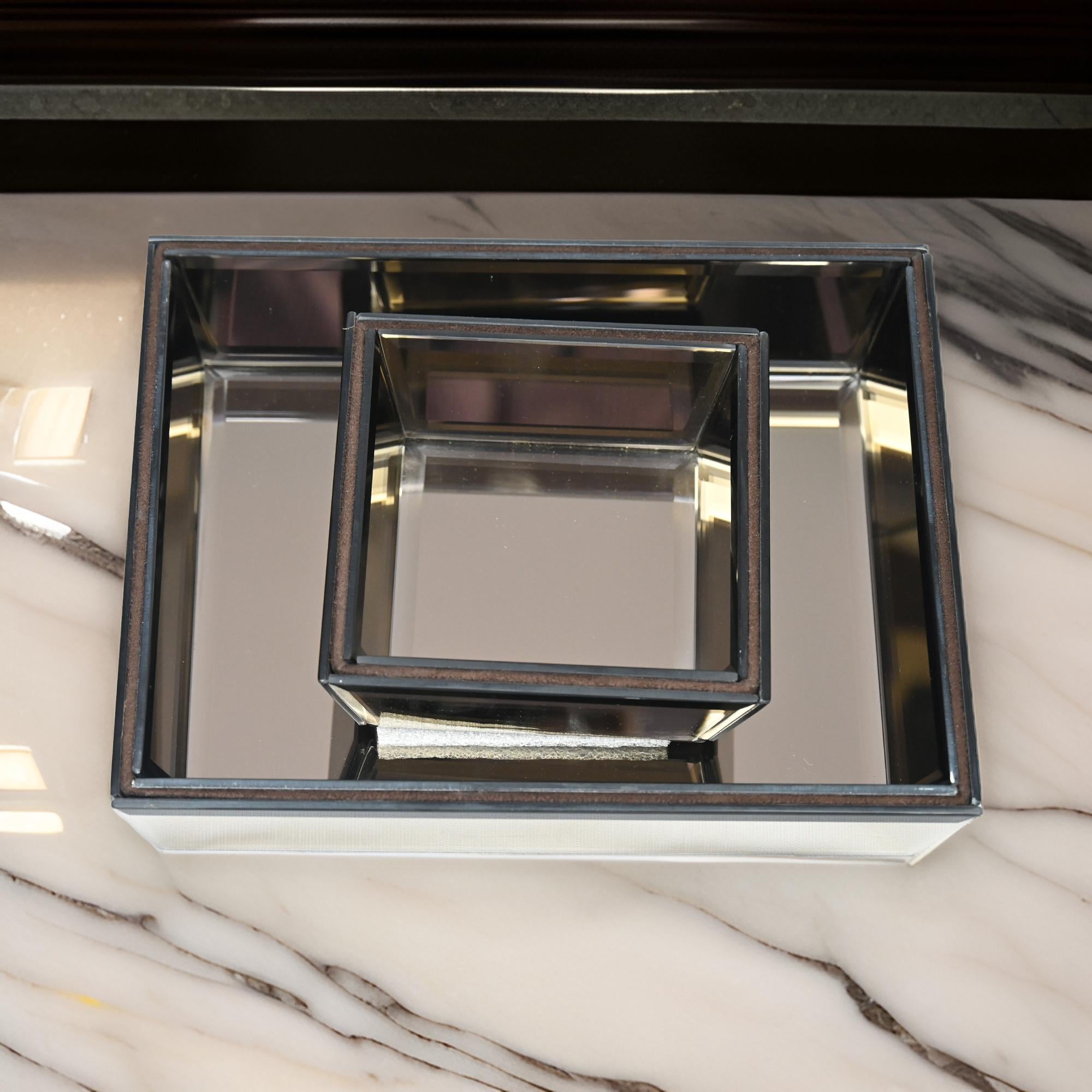 Luxury Brown Glass Tray Set of Two