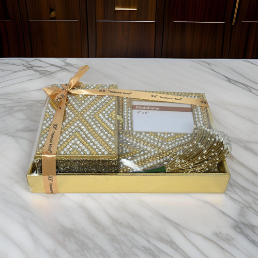 Golden Beaded Hamper Set of 4