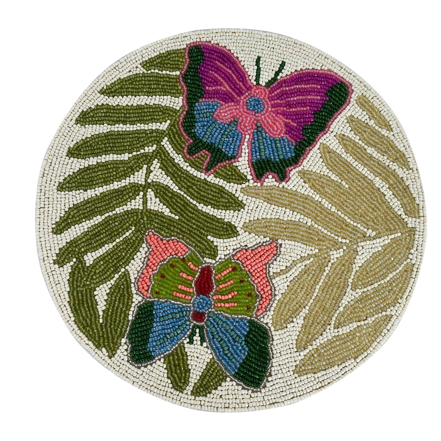 Round Beaded Butterfly Placemat Set of 2