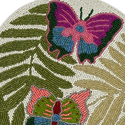 Round Beaded Butterfly Placemat Set of 2