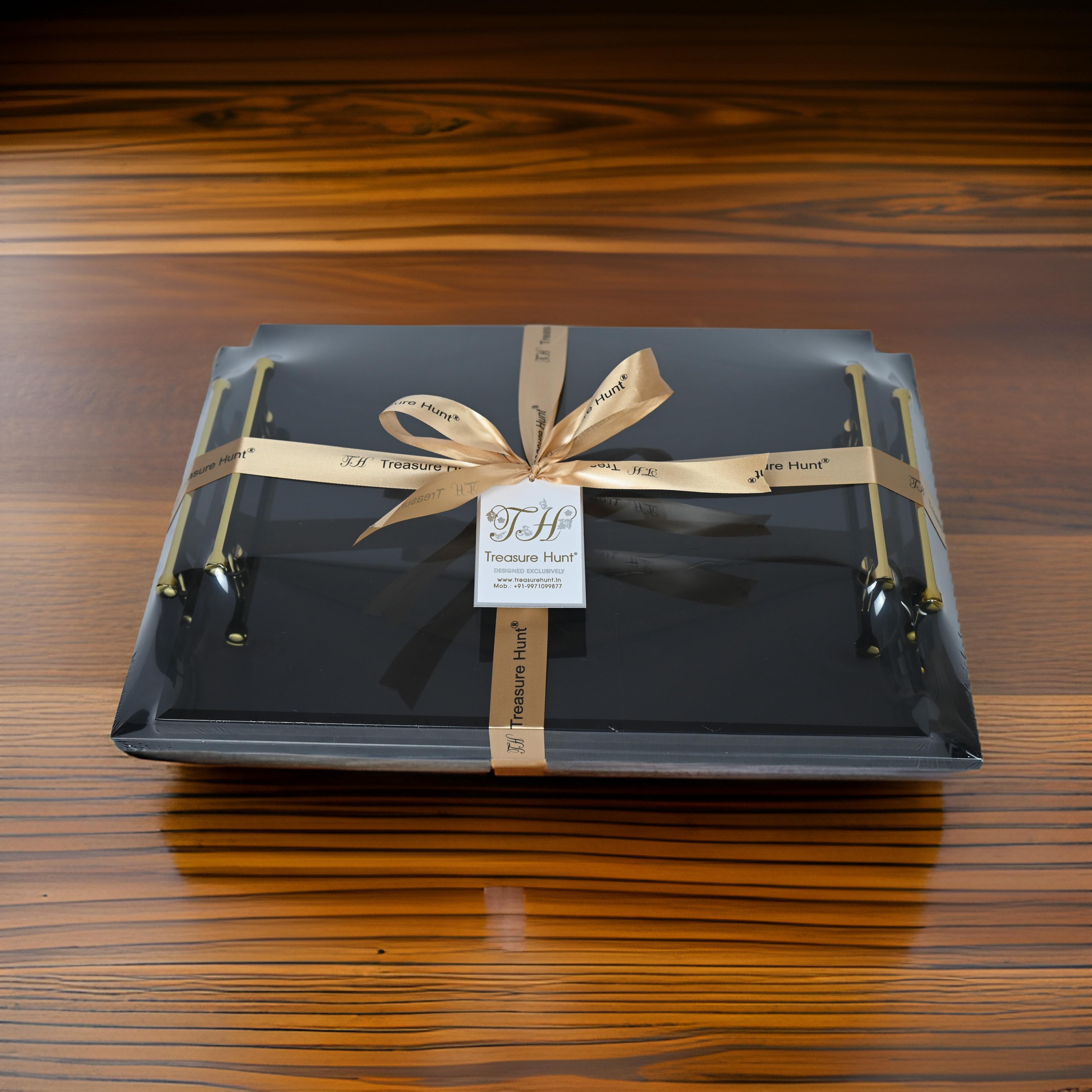 Luxury Black Glass Tray Set of Two