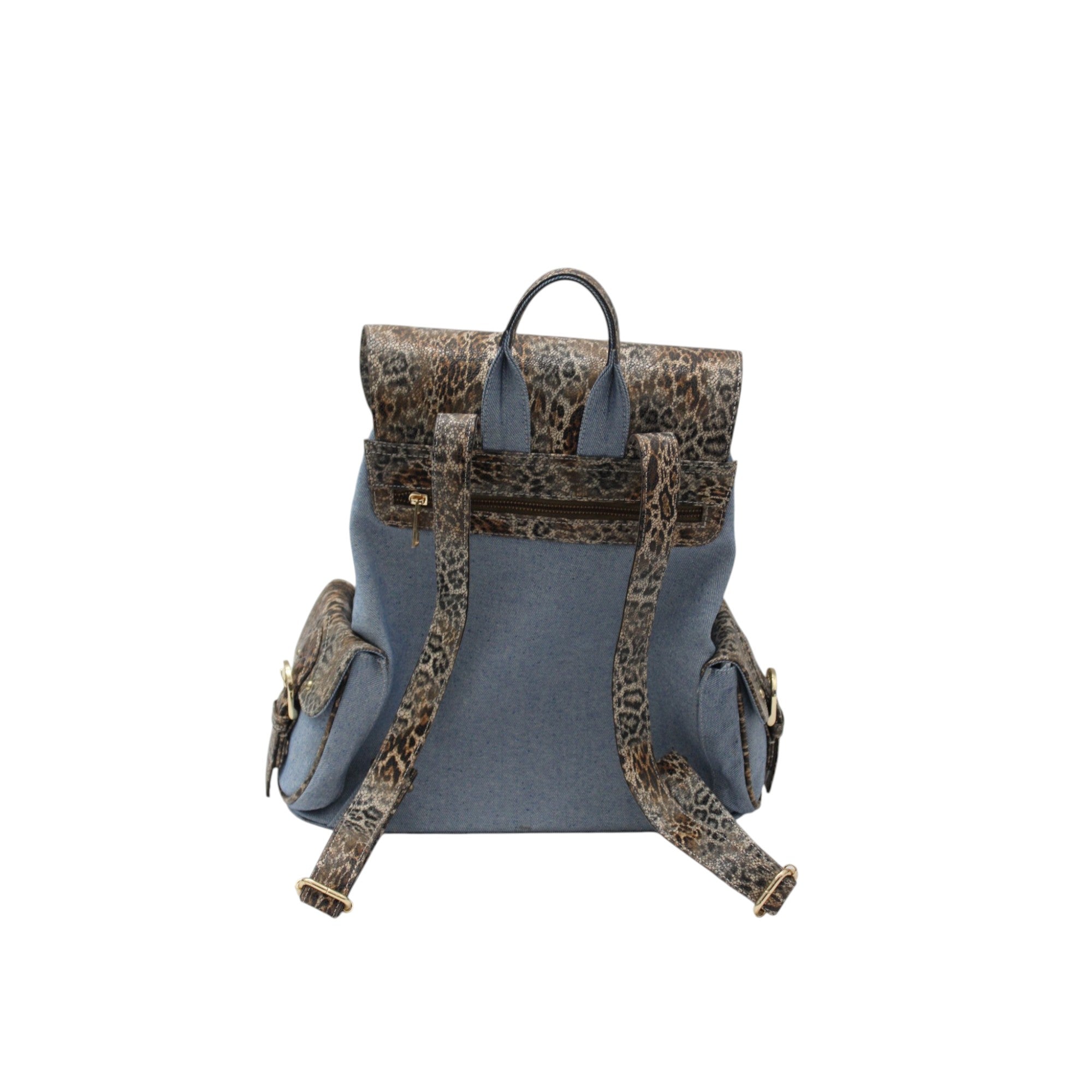 Denim Bag with Real Leather Texture snake skin pattern