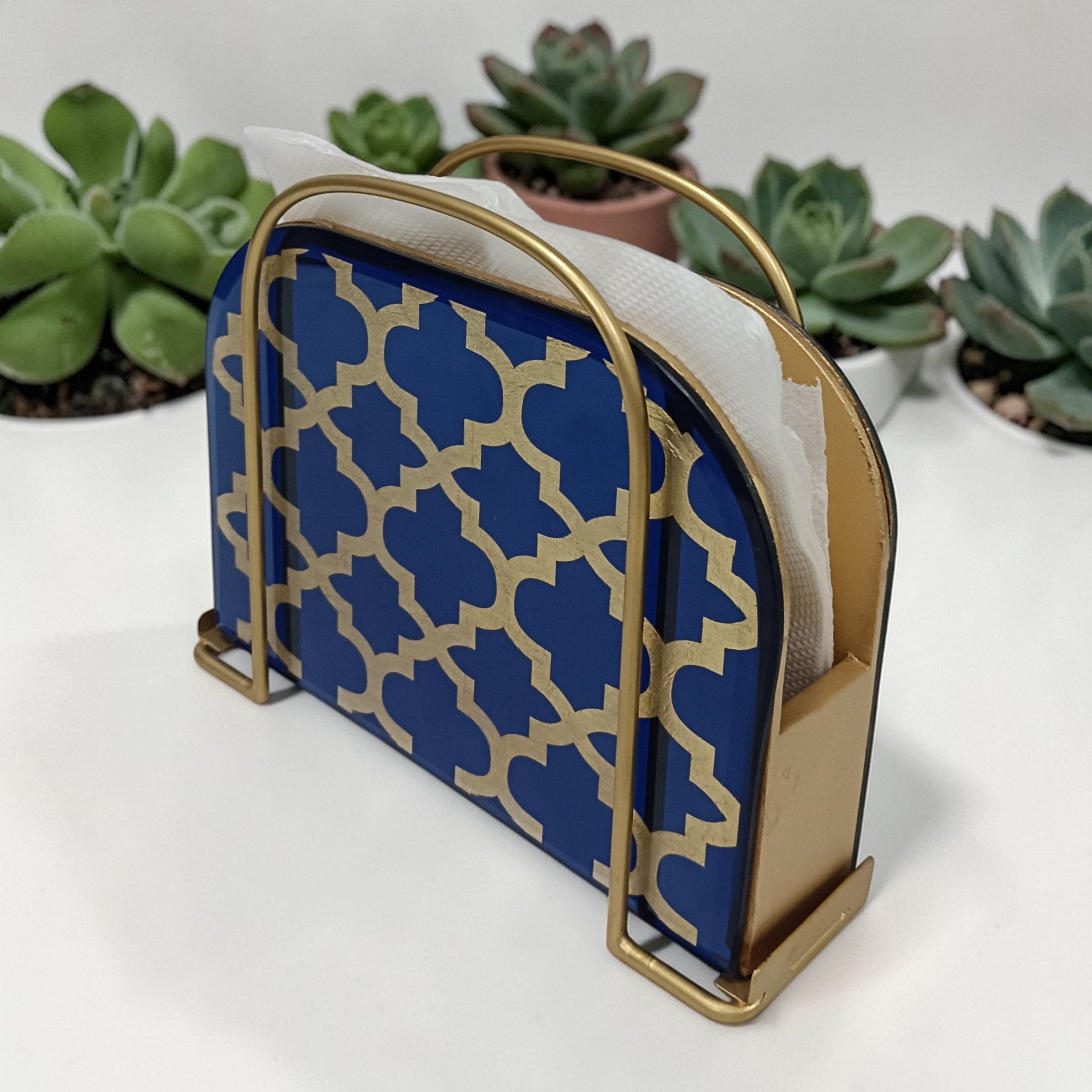 Designer Blue D-Shape Tissue Holder