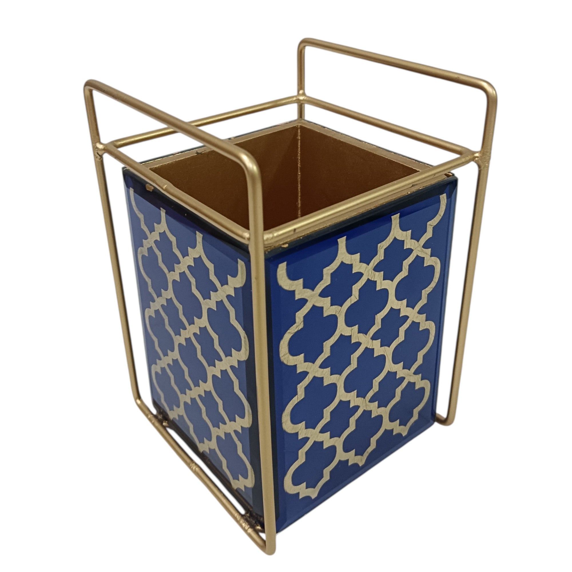 Designer Blue Glass Cutlery Holder