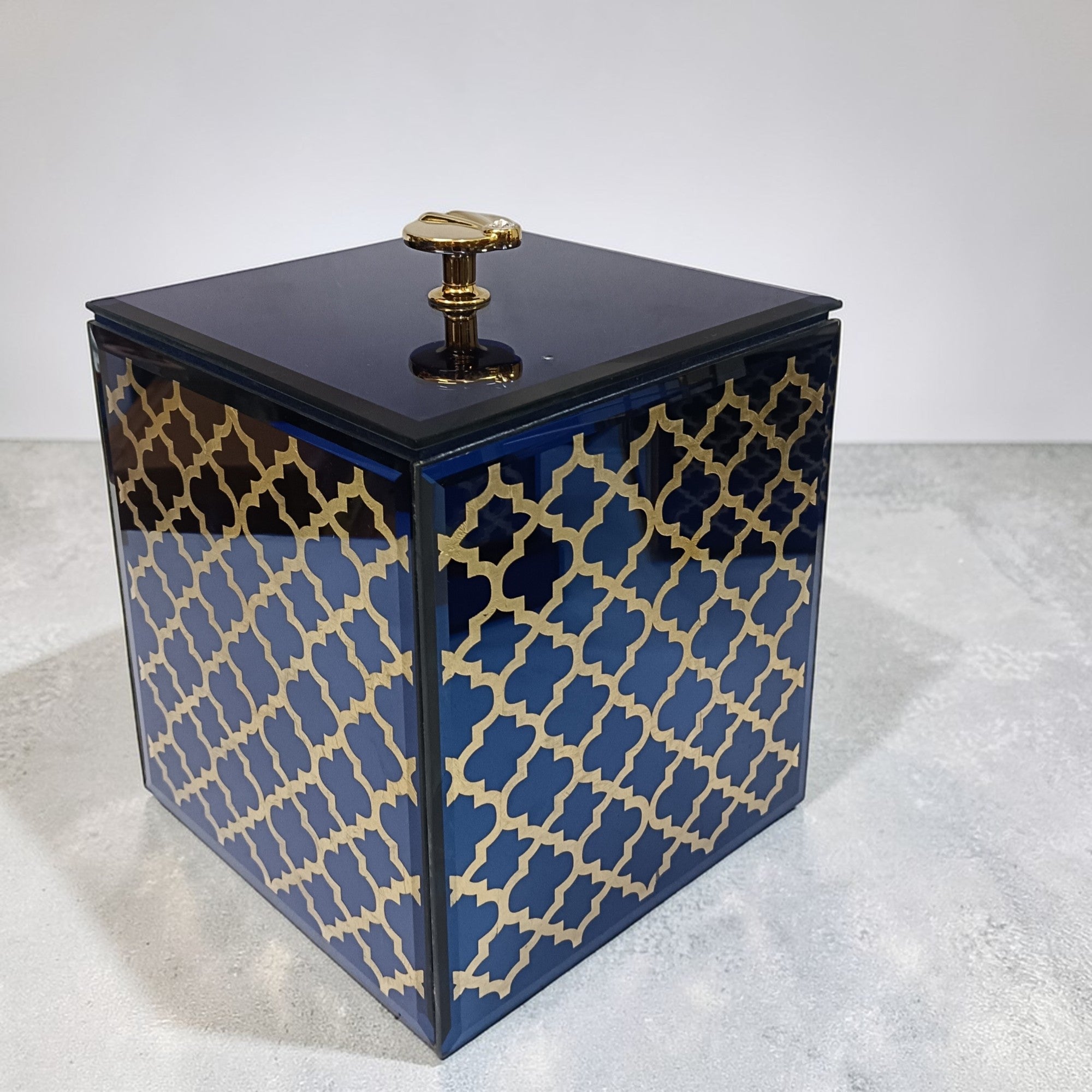 Designer Blue Mirror Dustbin with Lid