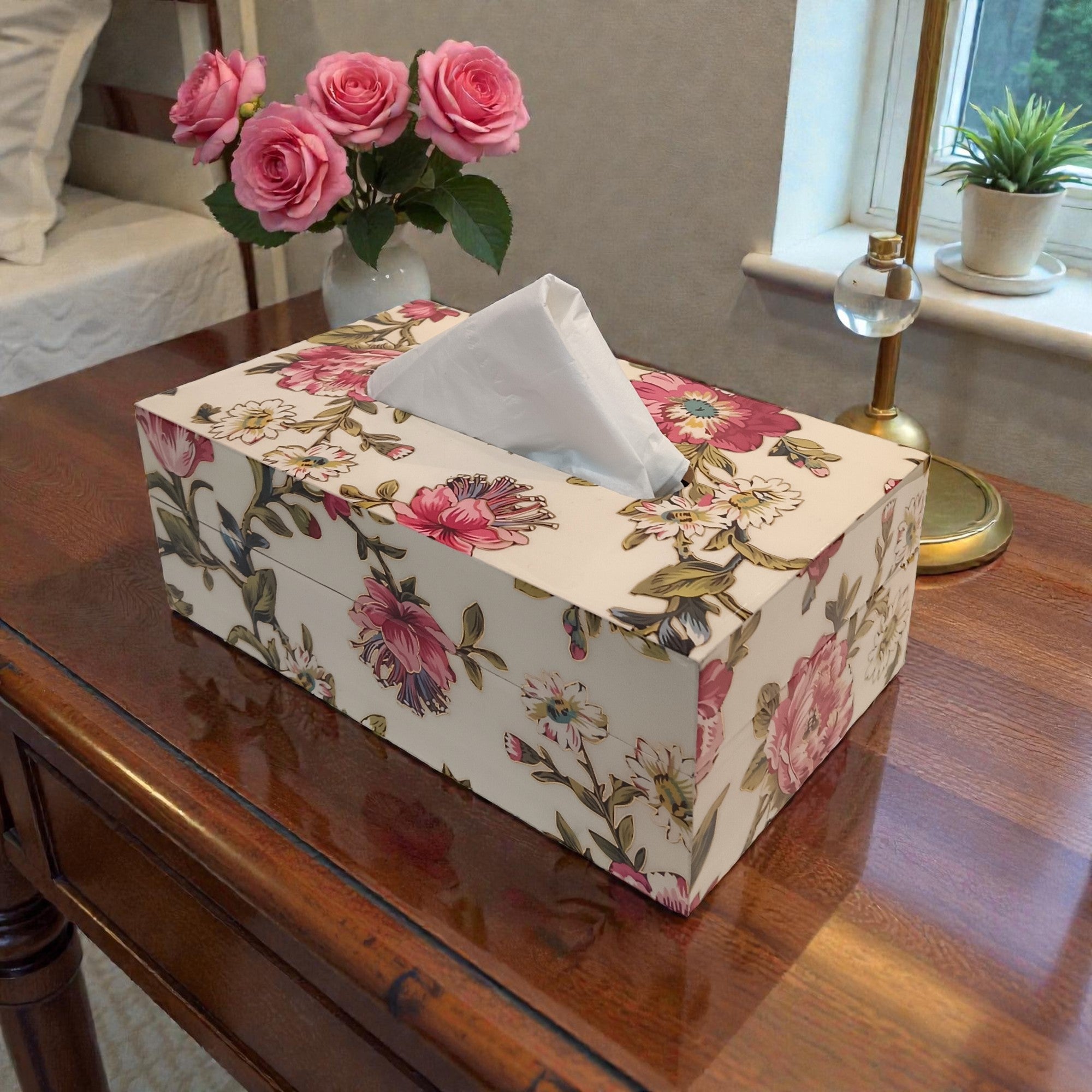 Luxury Flower Design Resin Tissue Box