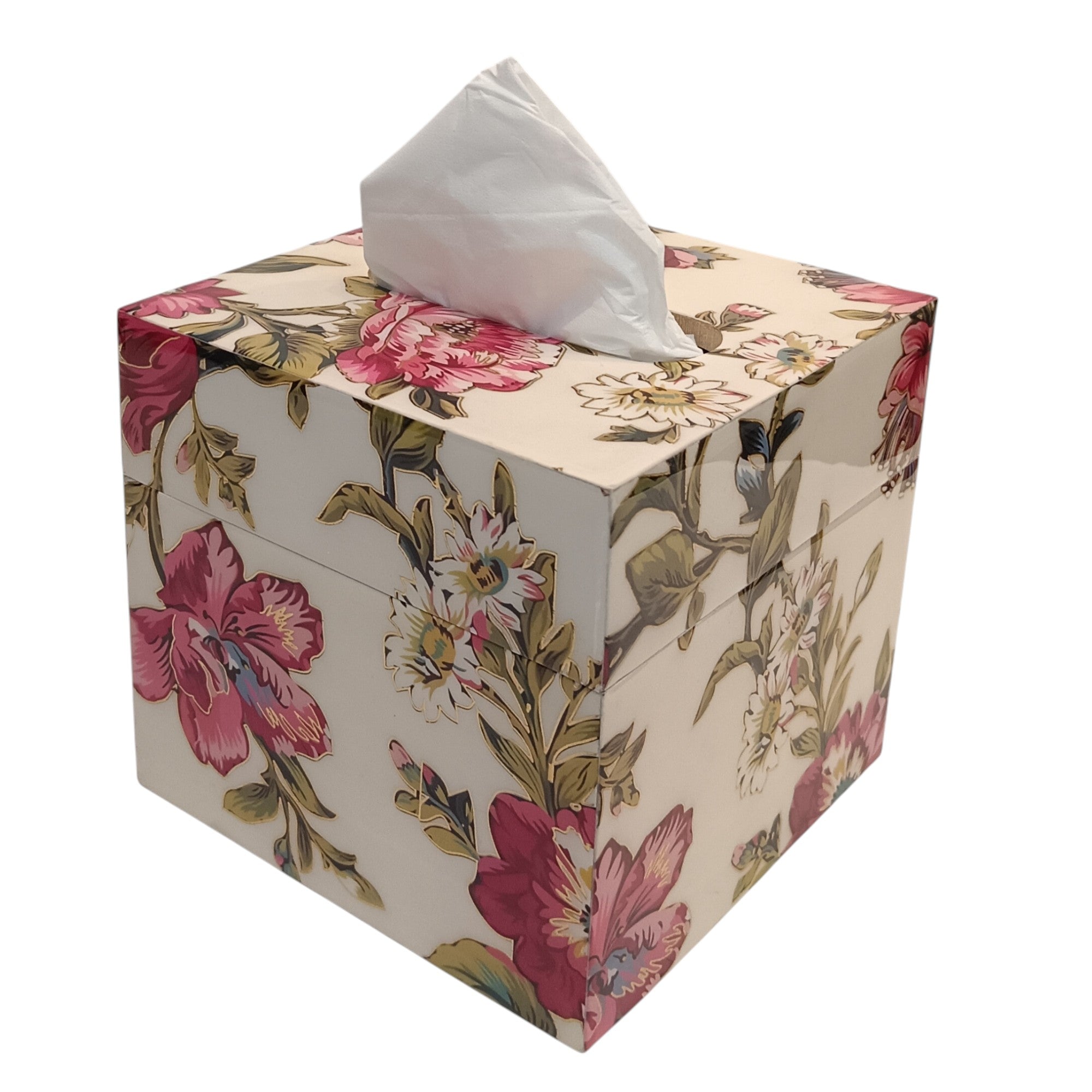 Luxury Designer Flower Design Square Resin Tissue Box