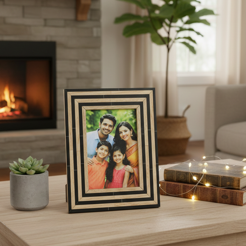 Handcrafted Monochromatic Inlay Photo Frame