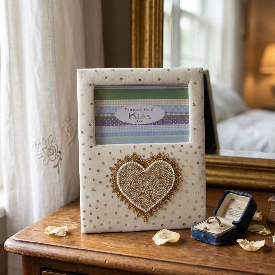 Multicolored Heart Sequin Embroidered Photo-Frame for Kids