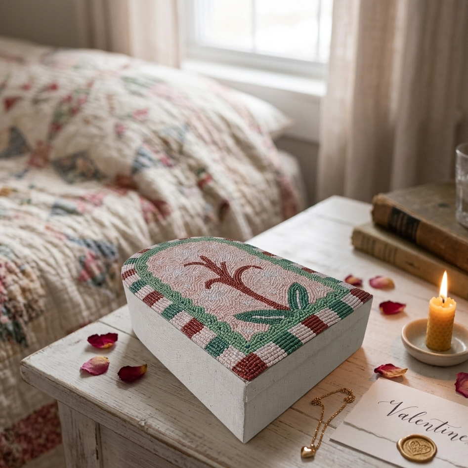 Handcrafted Floral Beaded Keepsake Box