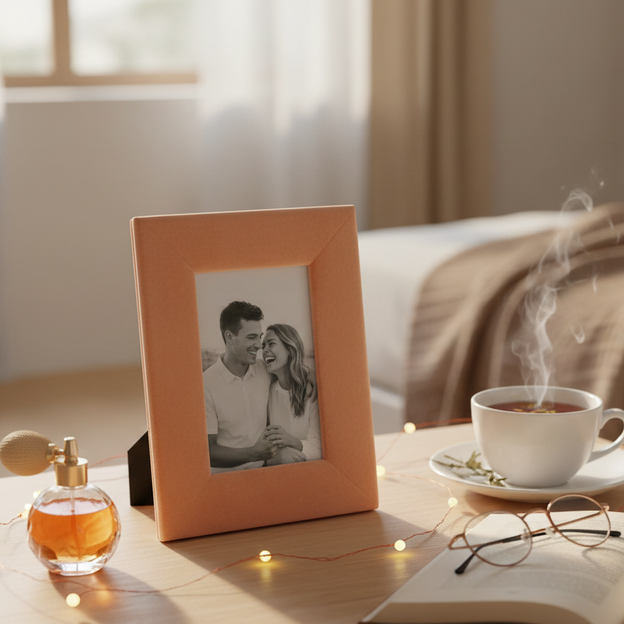 Handcrafted Orange Scalloped Photo Frame