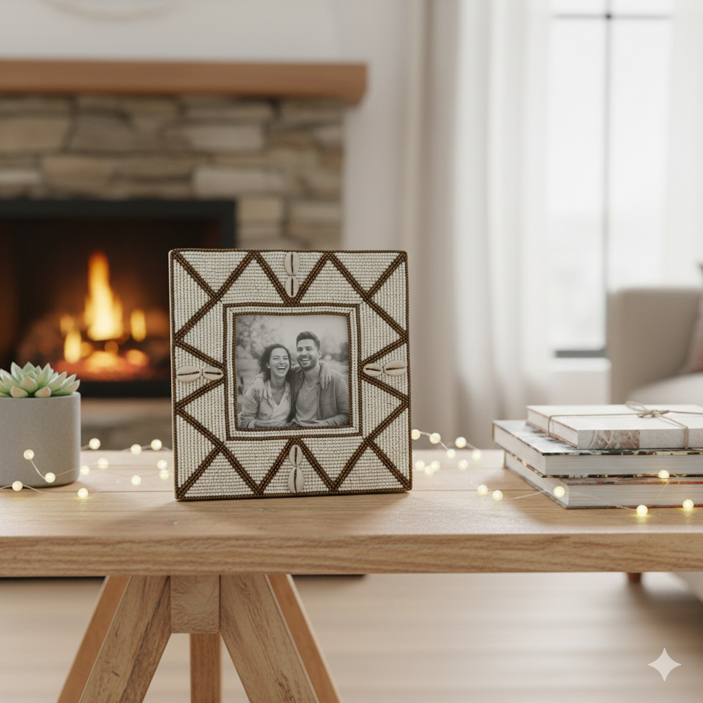 Hand-Beaded Artisan Photo Frame