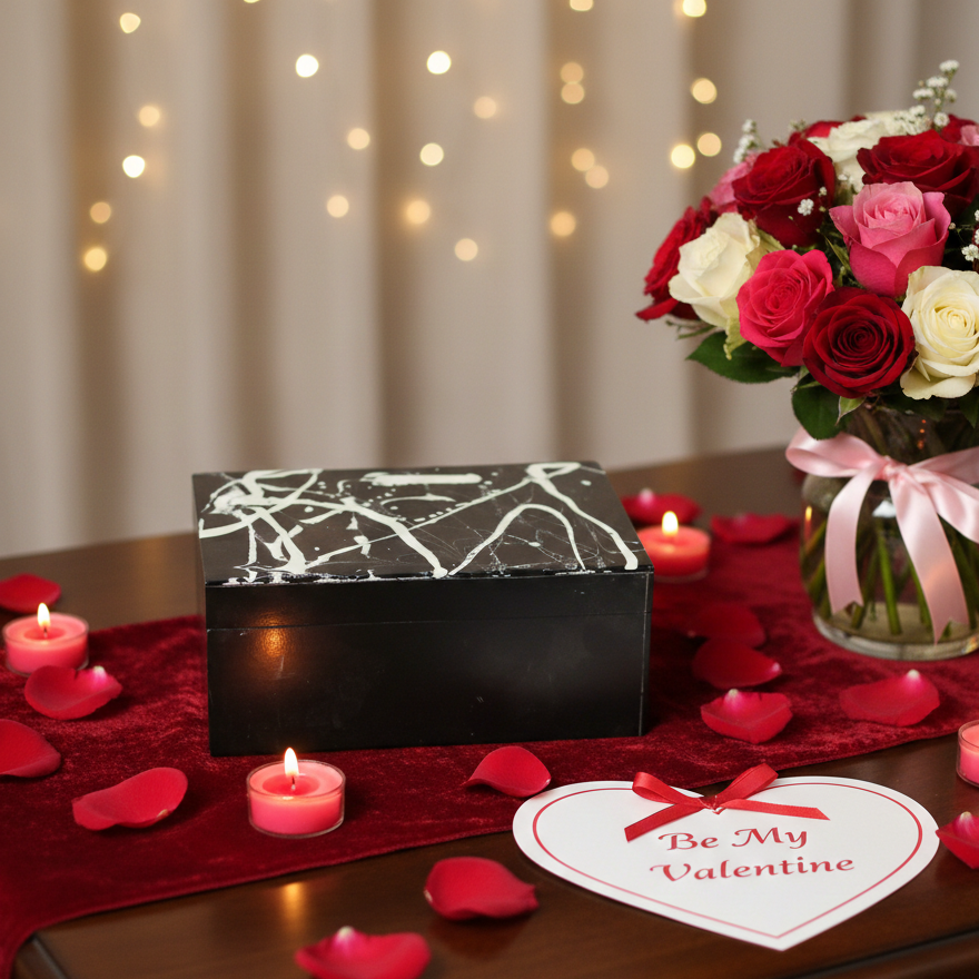 Midnight Noir Abstract Splatter Jewellery Box