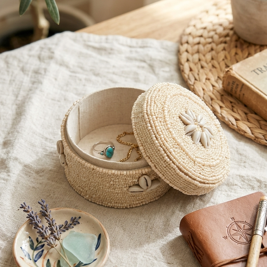  Handcrafted Artisan Beaded Box 