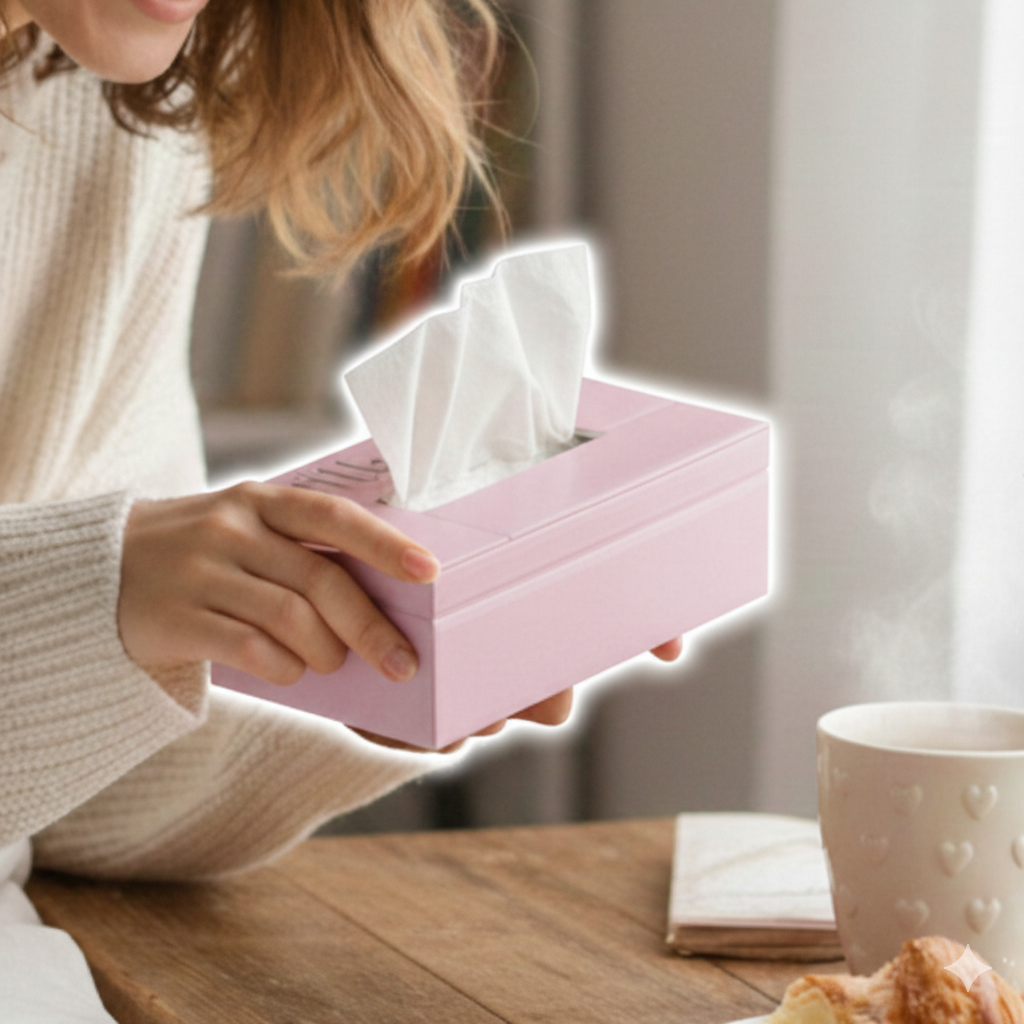 Elegant Pink "With Love" Tissue Box Holder for Valentine
