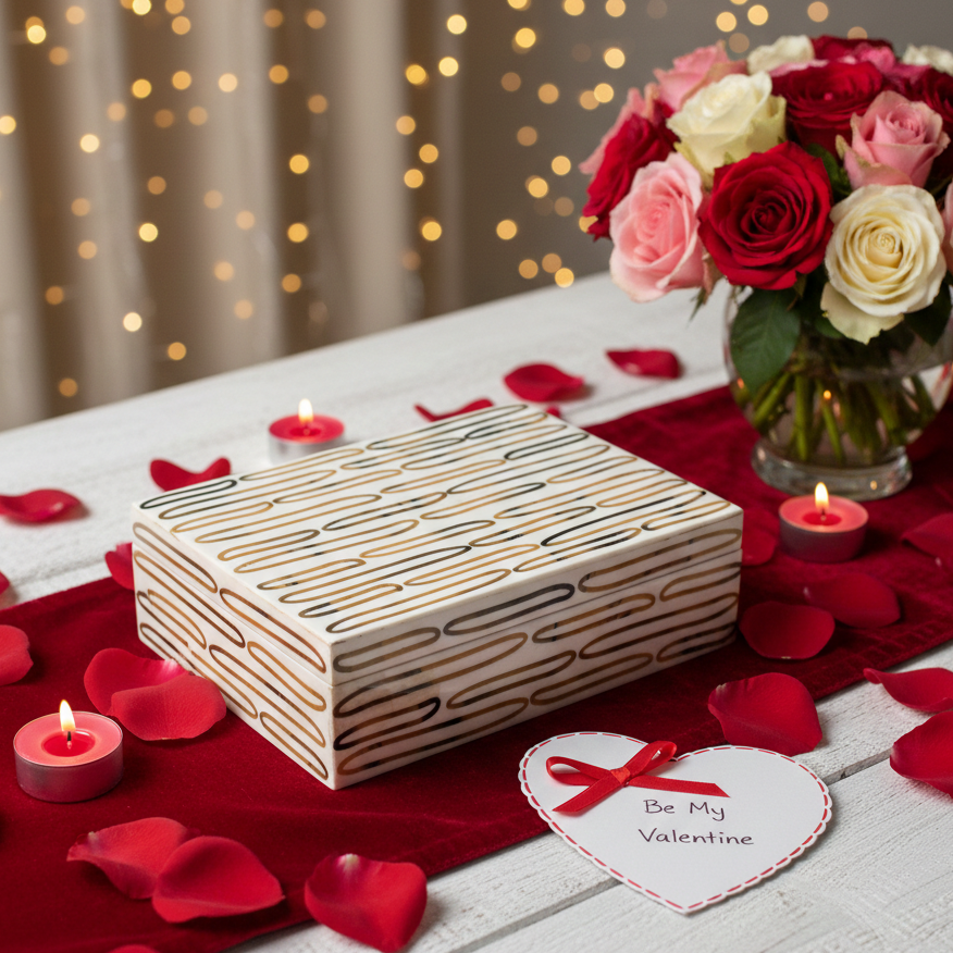 Modern Abstract Bone Inlay Jewellery Box