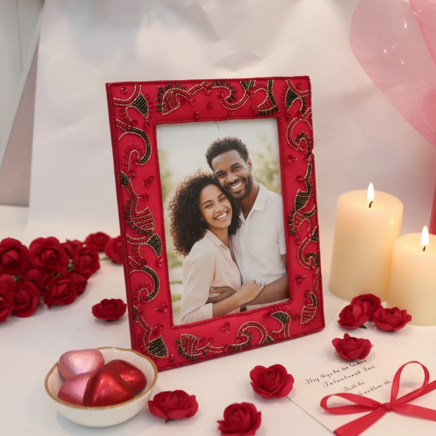 Embroidered Red Picture Frame for Valentine's Day
