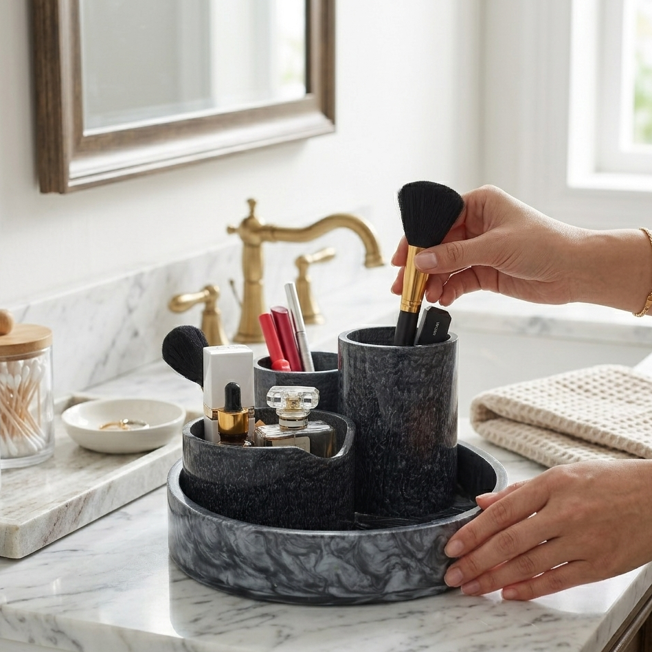  Sleek Resin Makeup Holder 