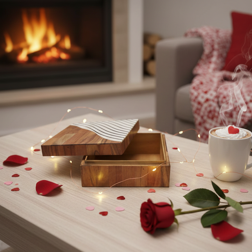 Artisan Decorative Wooden & Marble Jewelry Box