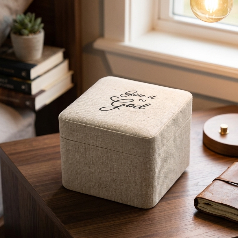 "Give it to God" Linen Jewellery Box