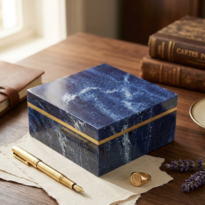 Blue wood Decorative Jewellery Box