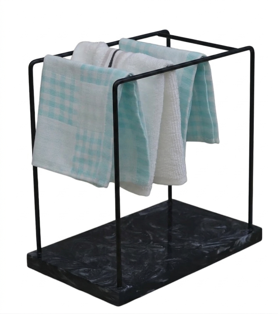  Monkey Bar Metal Towel Stand With Black Resin Base 