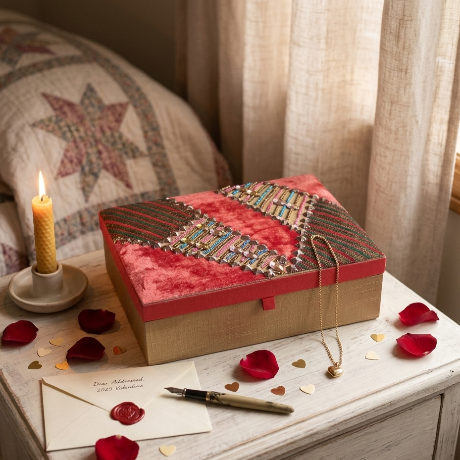 Handcrafted Red Velvet Jewelry Box