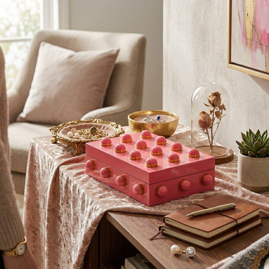 Pink Floral Jewellery Box