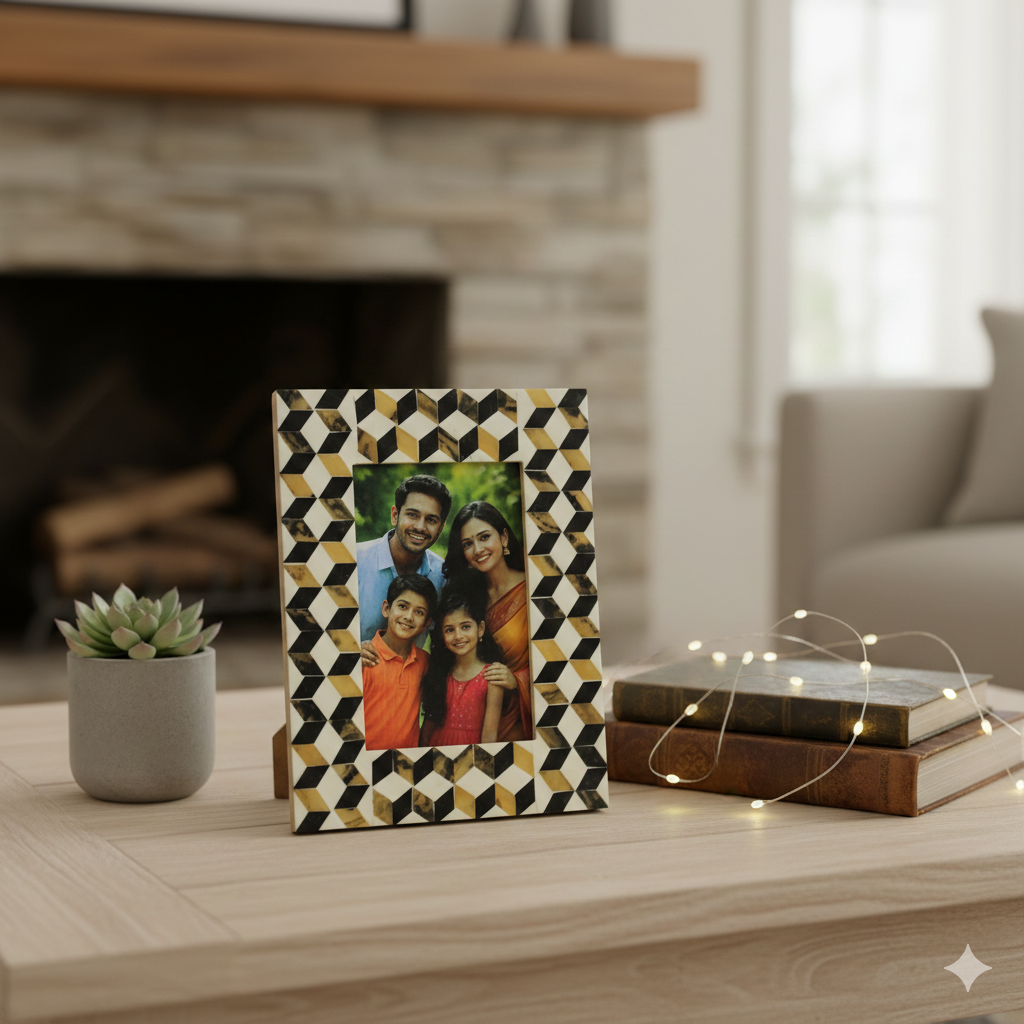 Optical Illusion Geometric Inlay Photo Frame 