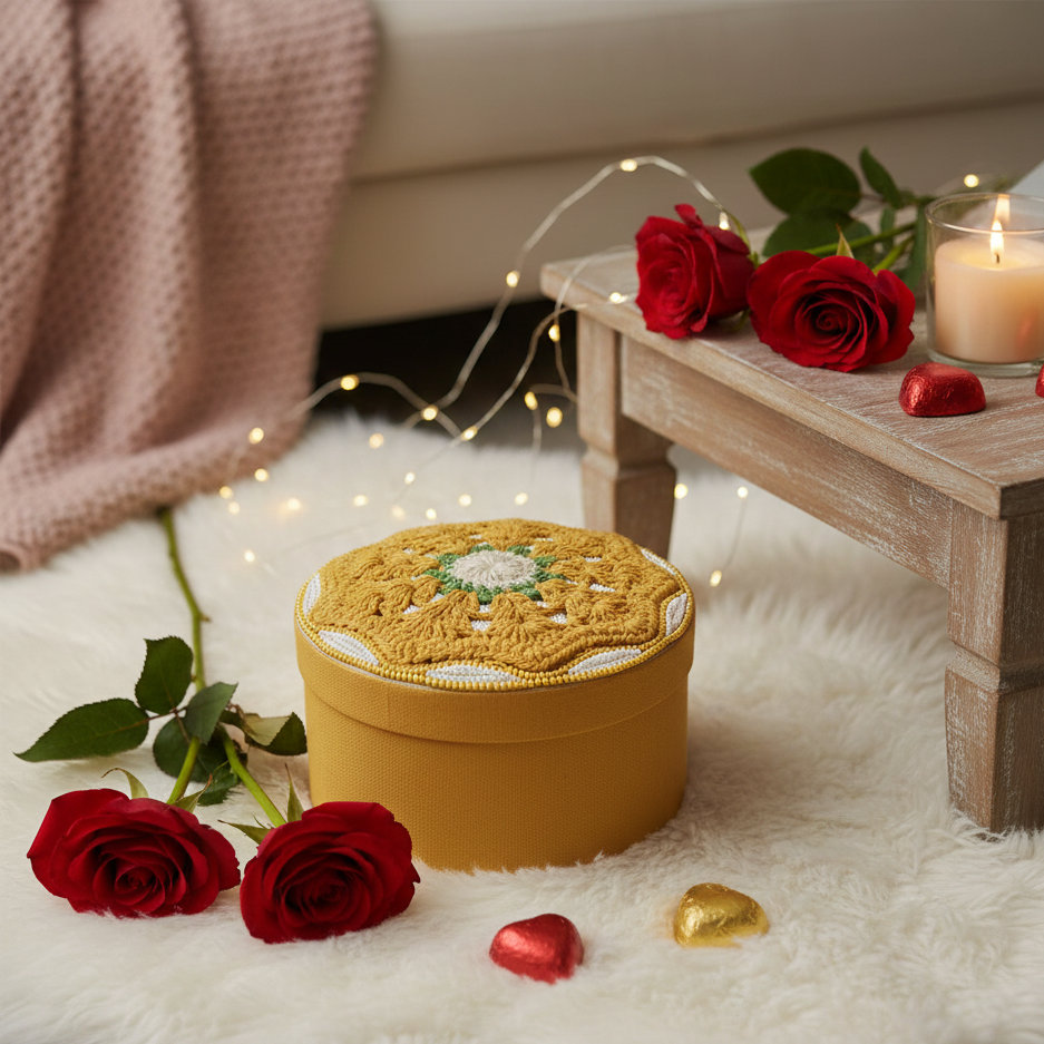 Golden Sunburst Handcrafted Artisan Jewellery Box