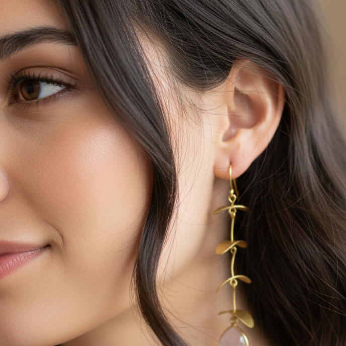 Gold Electroplated Wine colour Austrian crystal Danglers