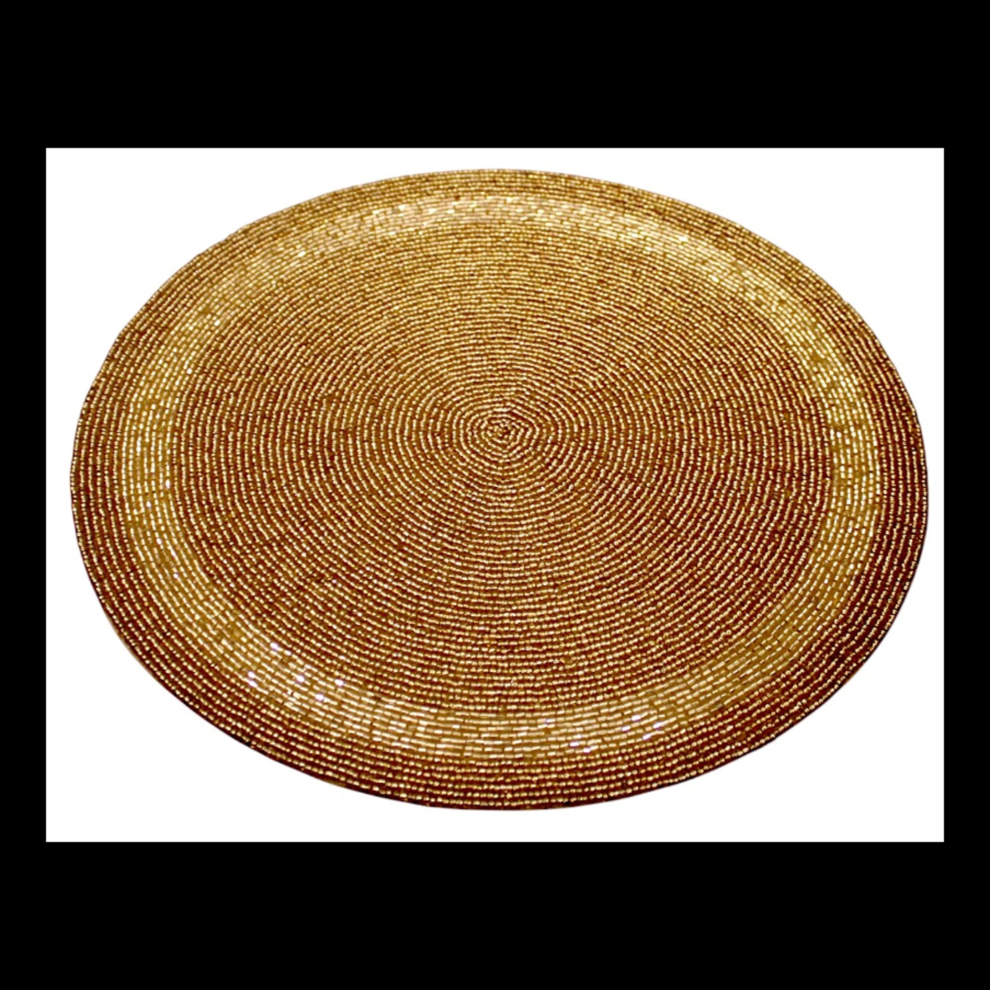 Golden Beaded Placemats for Dining Set of Two