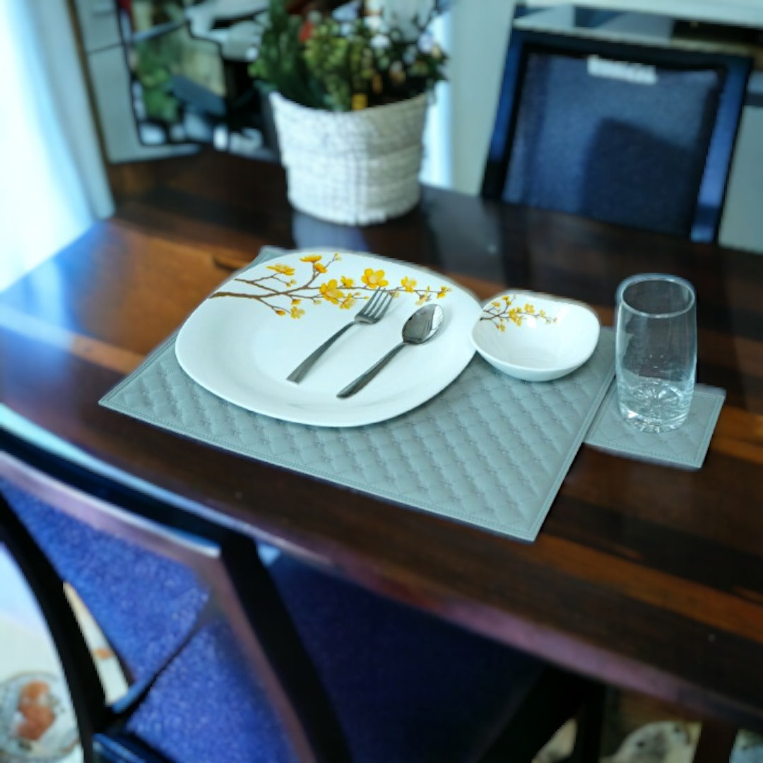 Grey Leatherite Placemats Set of Two