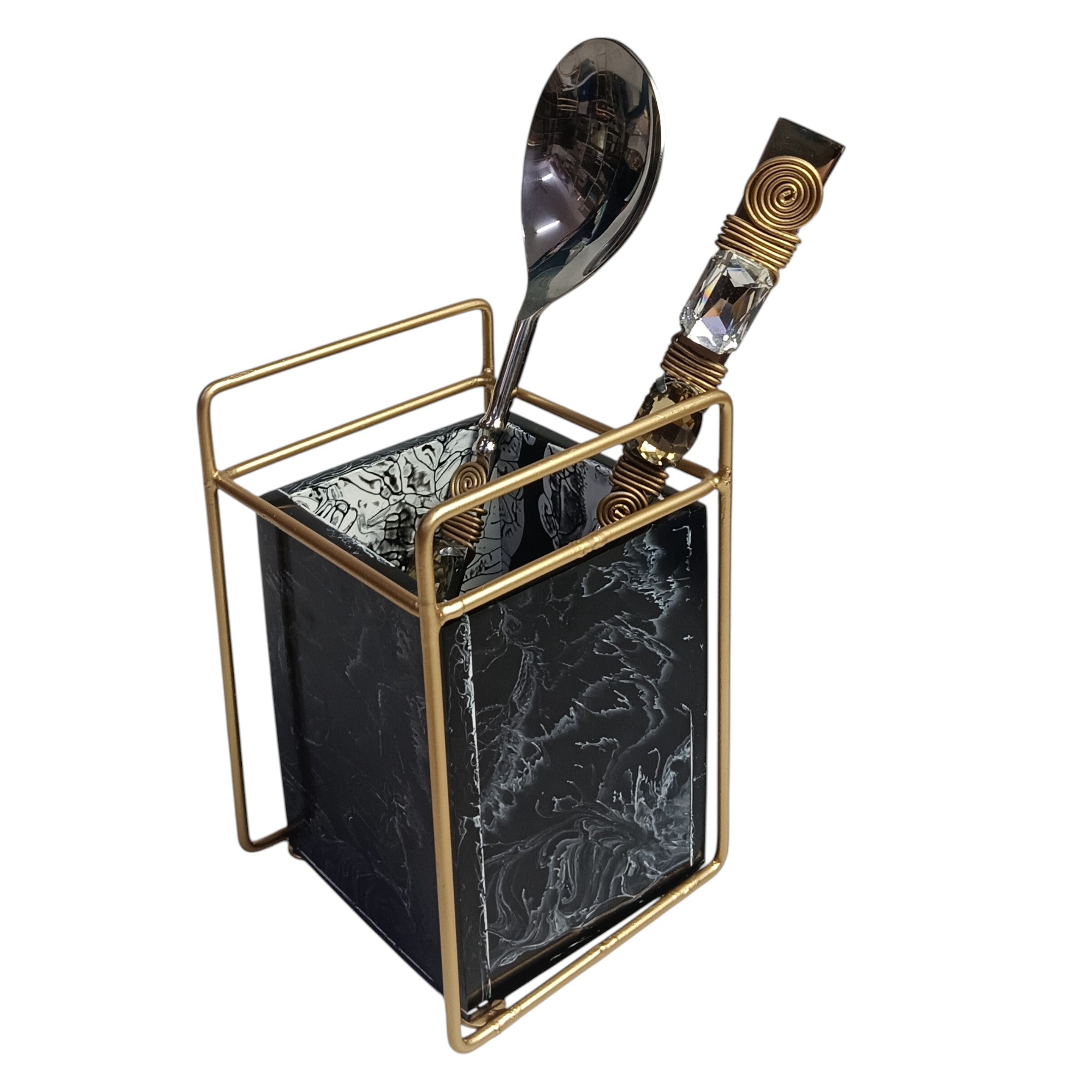 Luxury Textured Resin Cutlery Holder With Single Partition