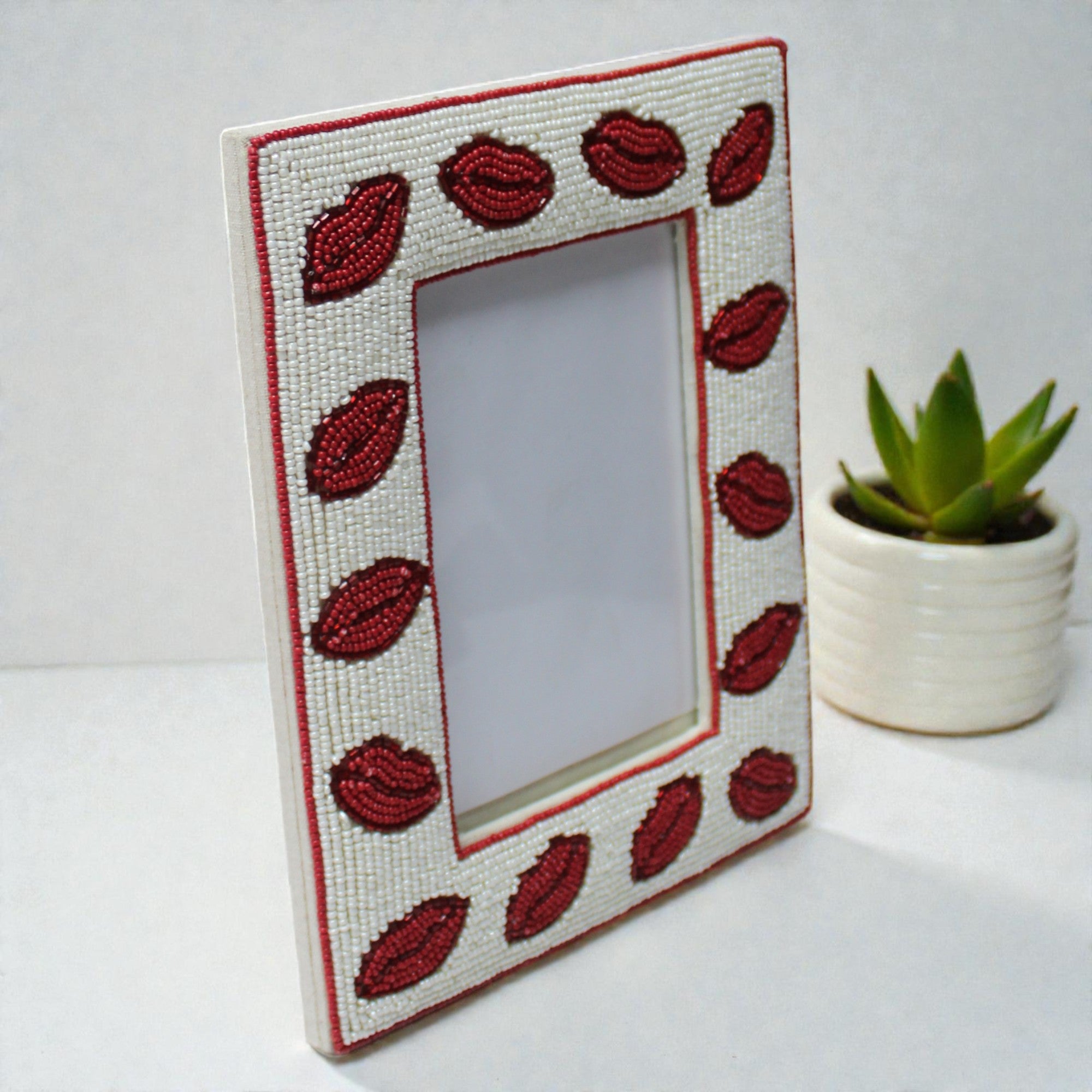 Kiss Me Beaded Picture Frame