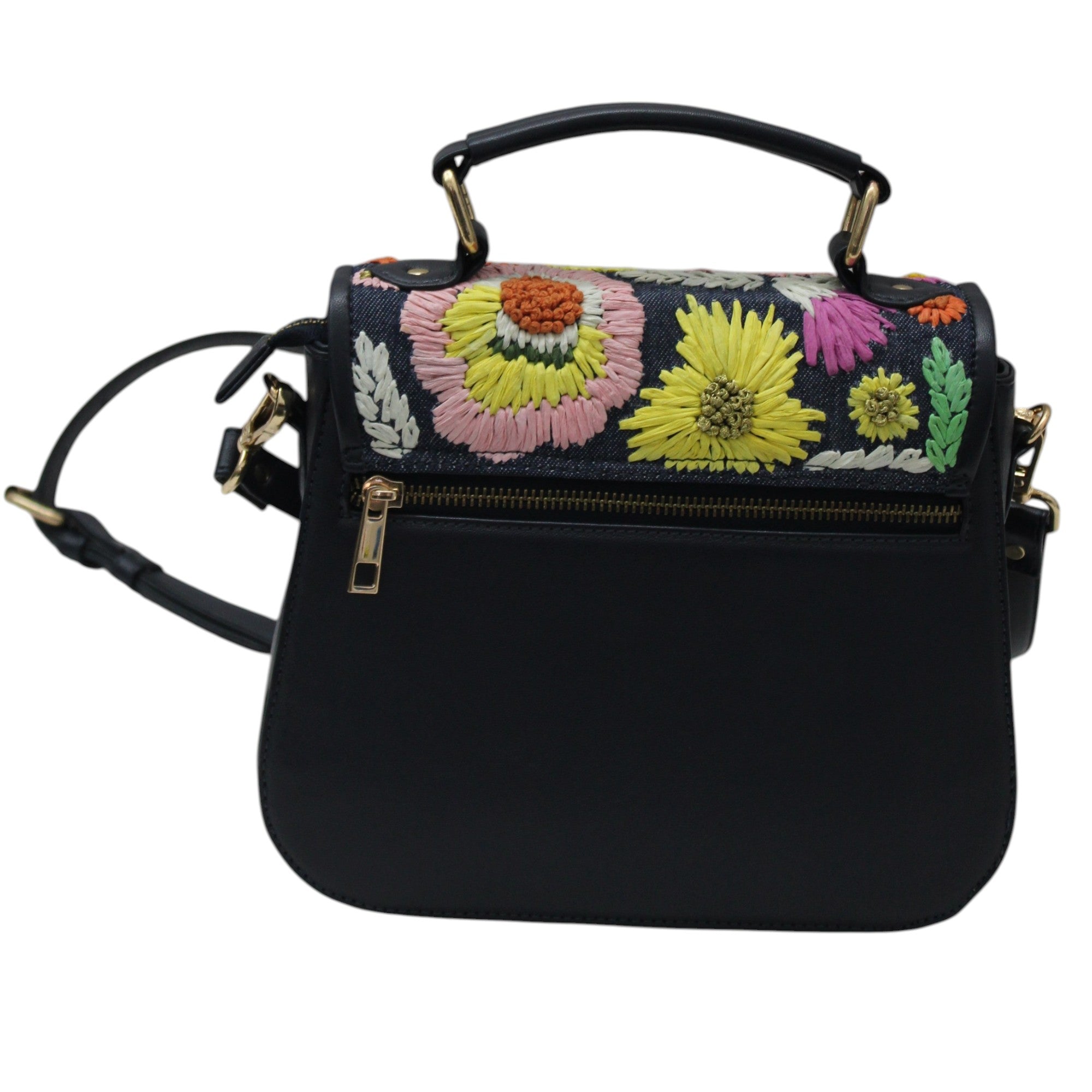 Hand Embroidered Raffia & High Quality PU Cross Body Handbag