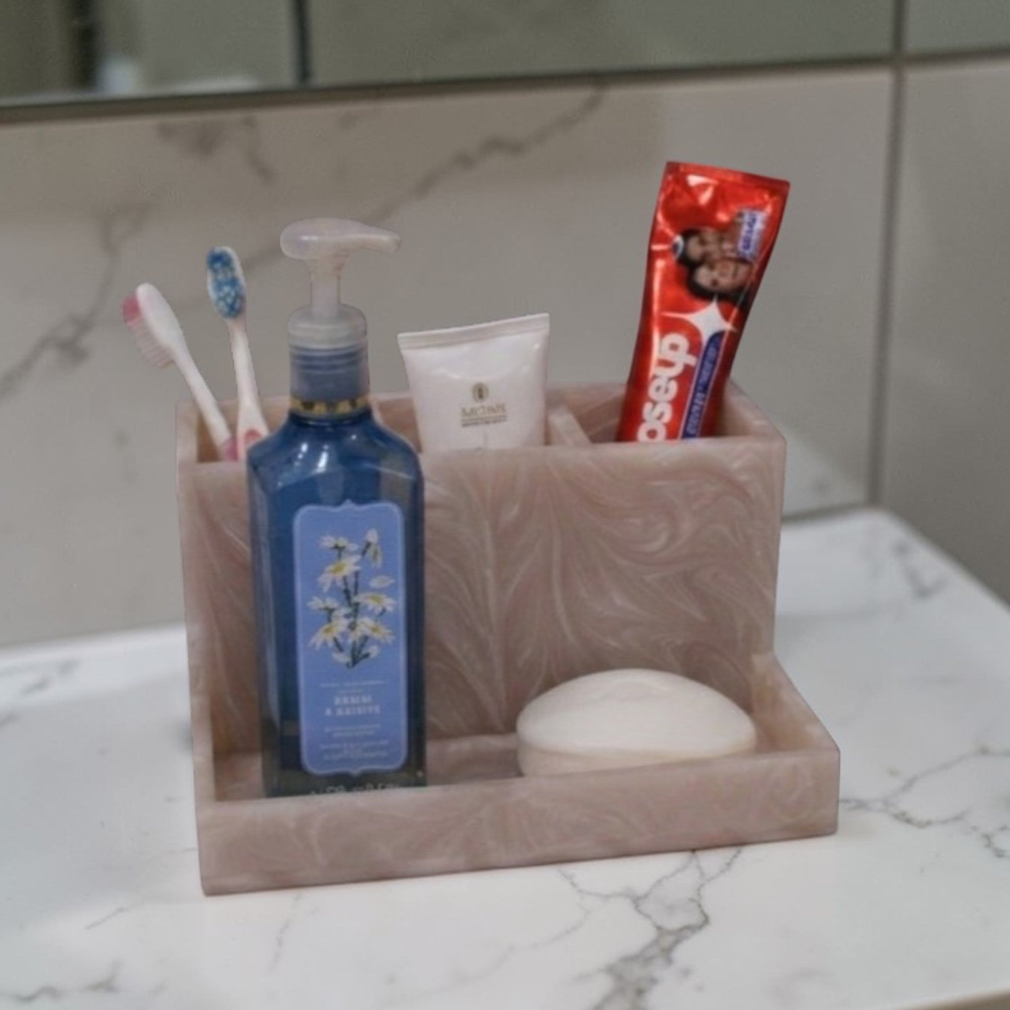  Sleek Resin Multipurpose Bathroom & makeup Holder 