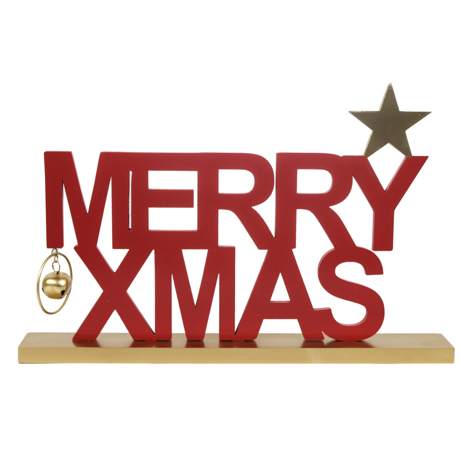 Merry Christmas Red / Goldenen With Bells Tabletop
