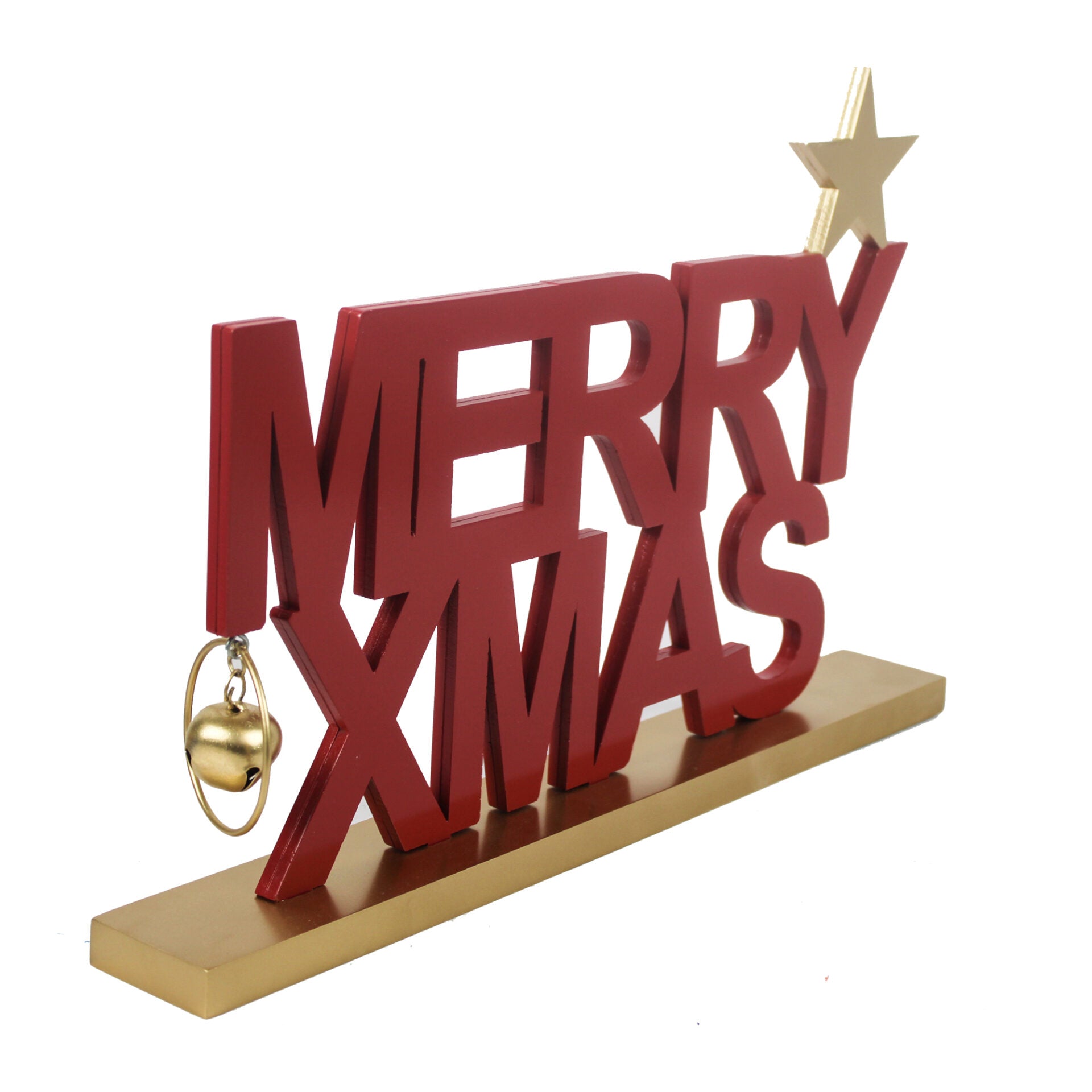 Merry Christmas Red / Goldenen With Bells Tabletop