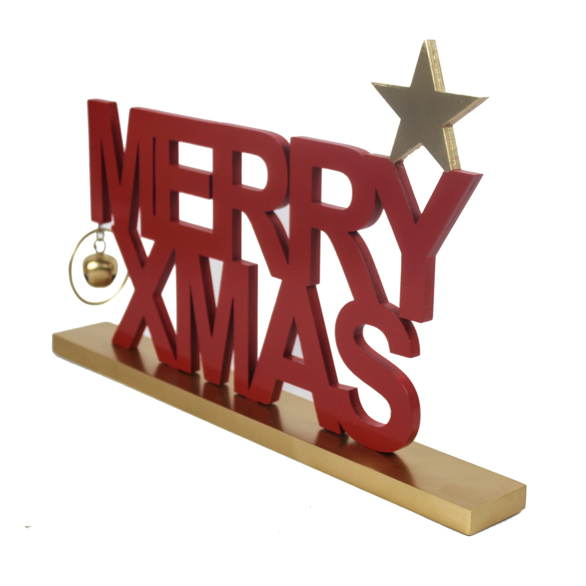 Merry Christmas Red / Goldenen With Bells Tabletop