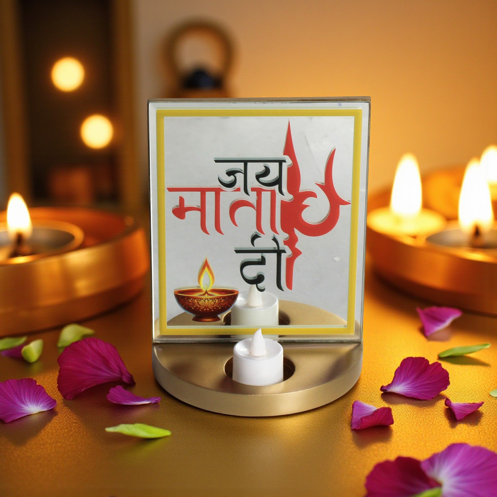 Designer Glass Jai Mata Di Tabletop for Navratri