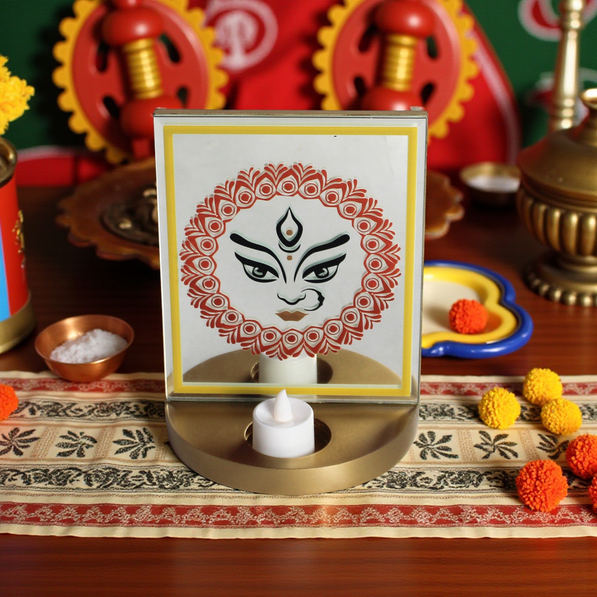 Designer Glass Mata Tabletop for Navratri