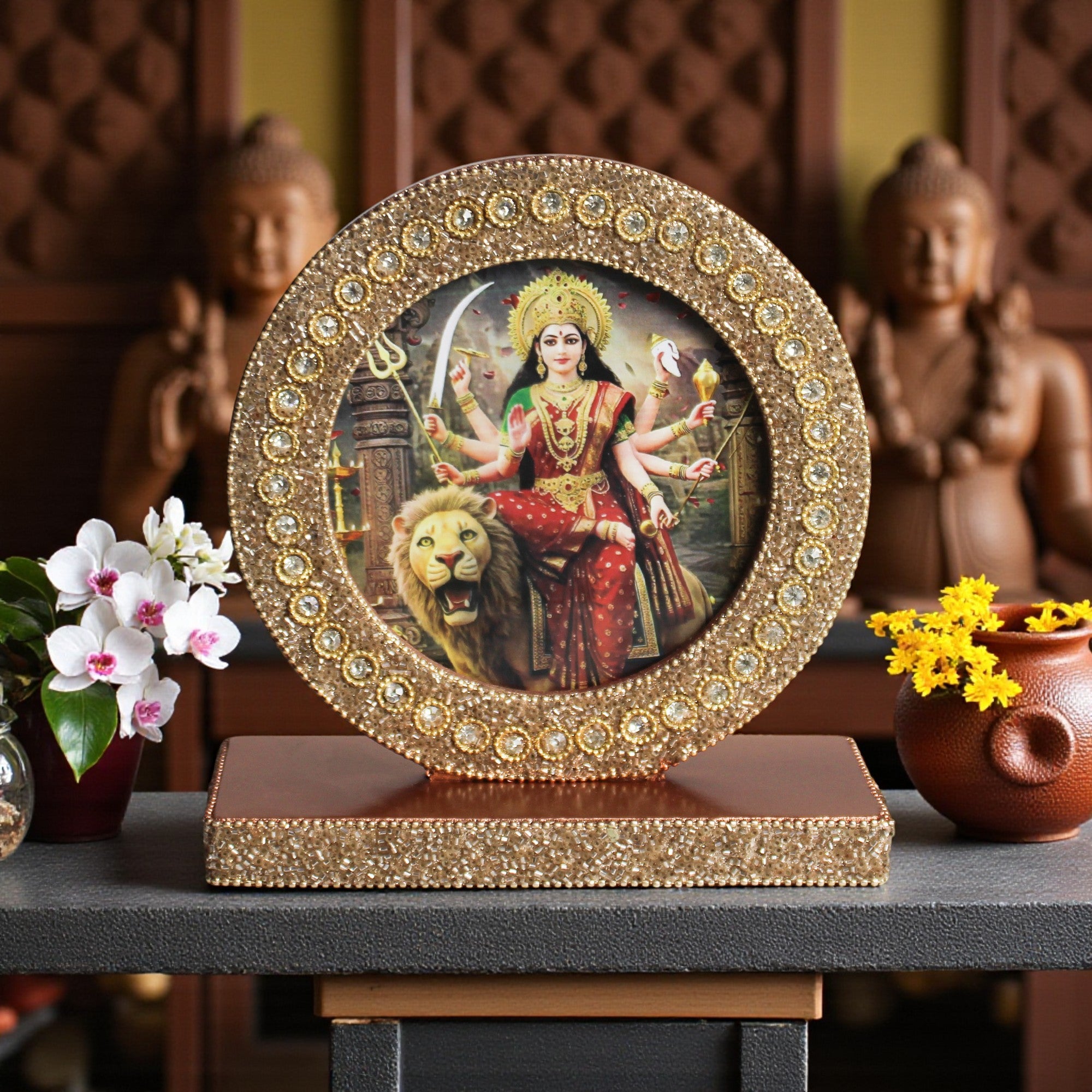 Sherawali Mata Tabletop Photo Frame for Blessings