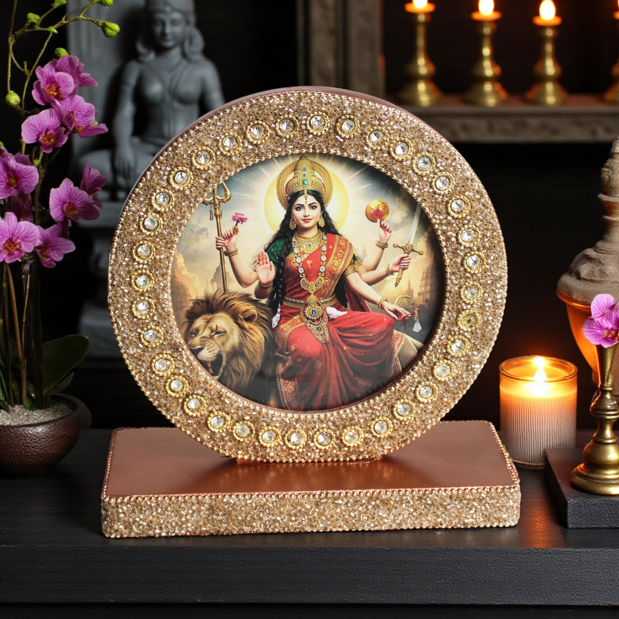 Sherawali Mata Tabletop Photo Frame for Blessings