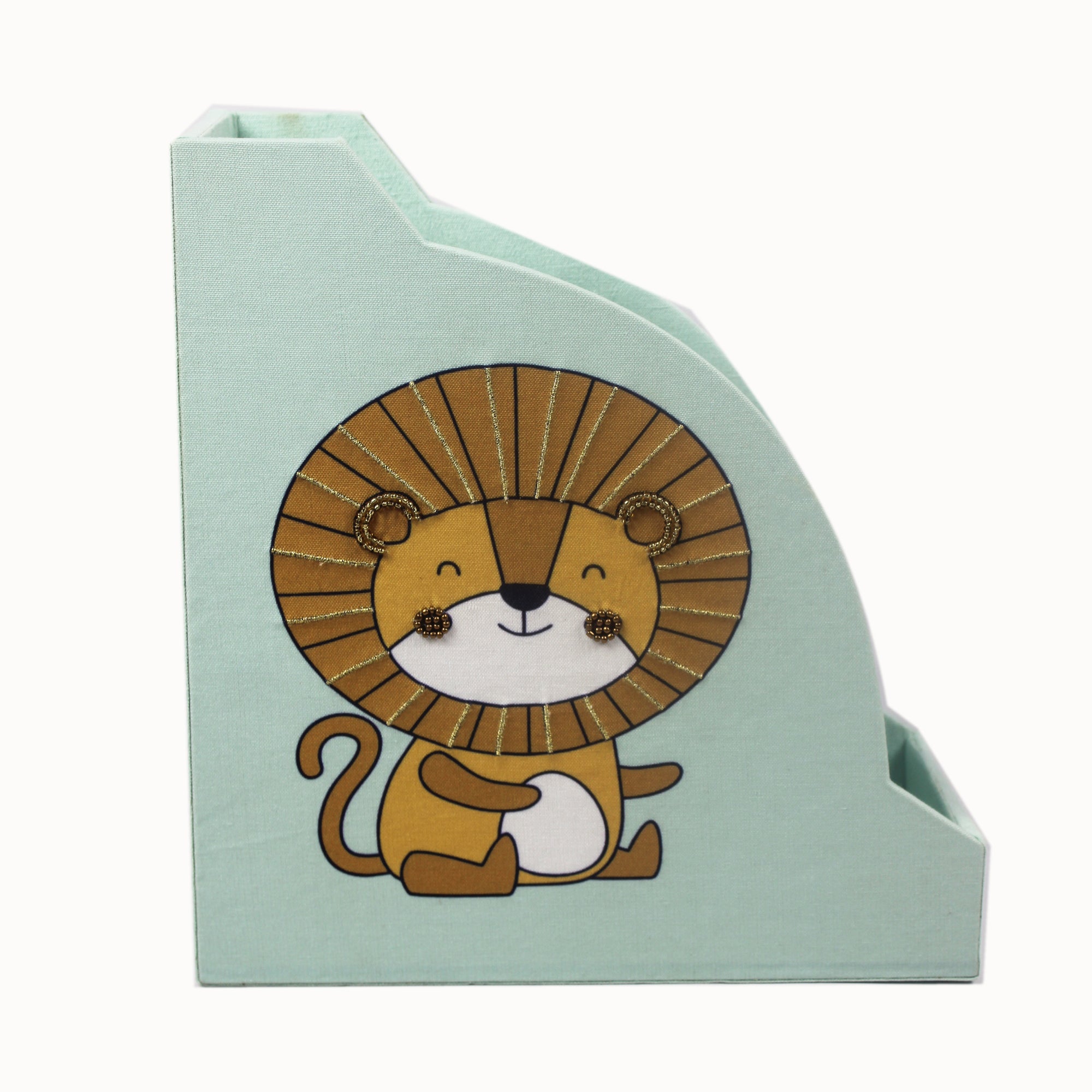 Lion Design Magazine Holder & Stationery Organizer (Set of 2)