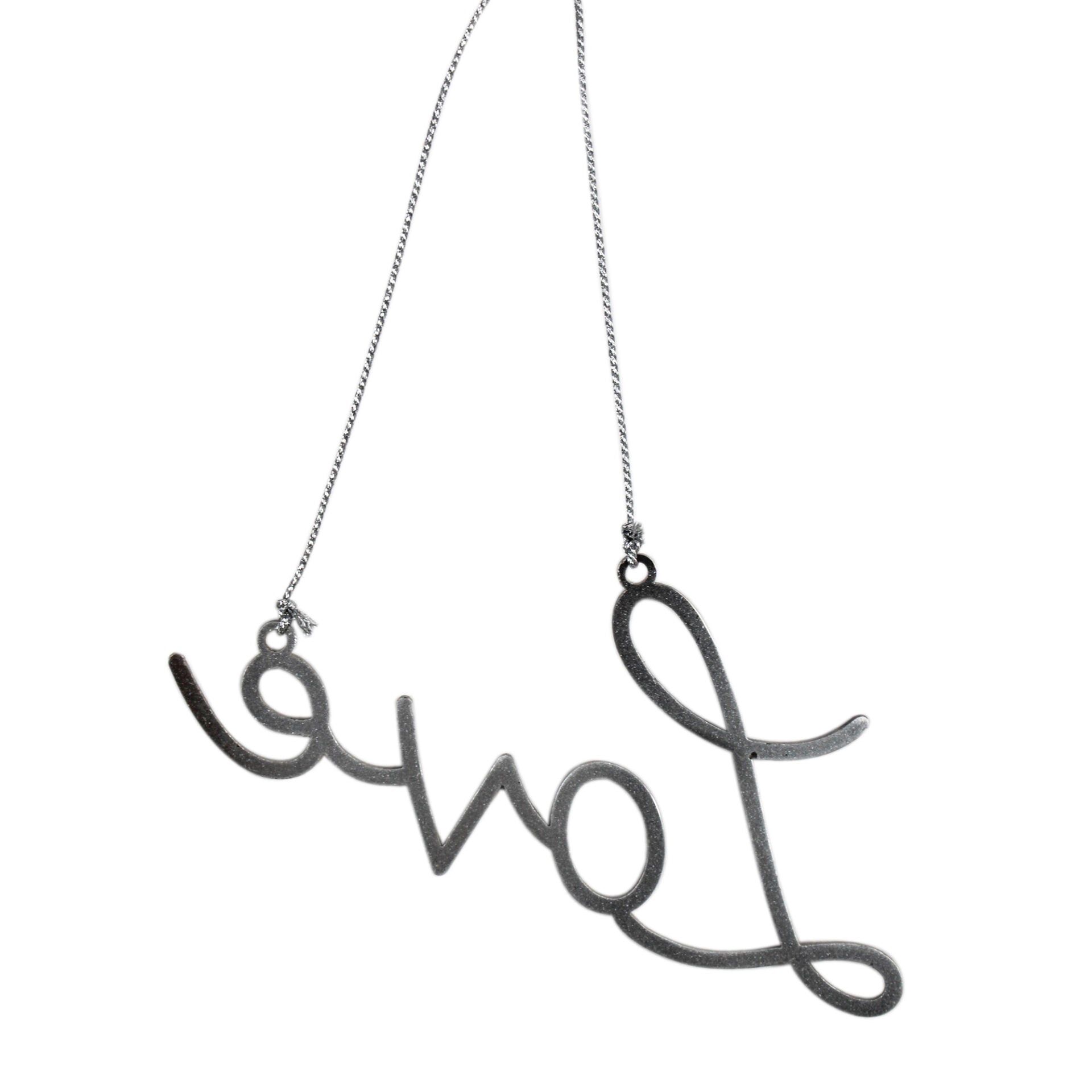  Set of 4 Silver Color Metal "LOVE" Hanging Christmas Ornaments 