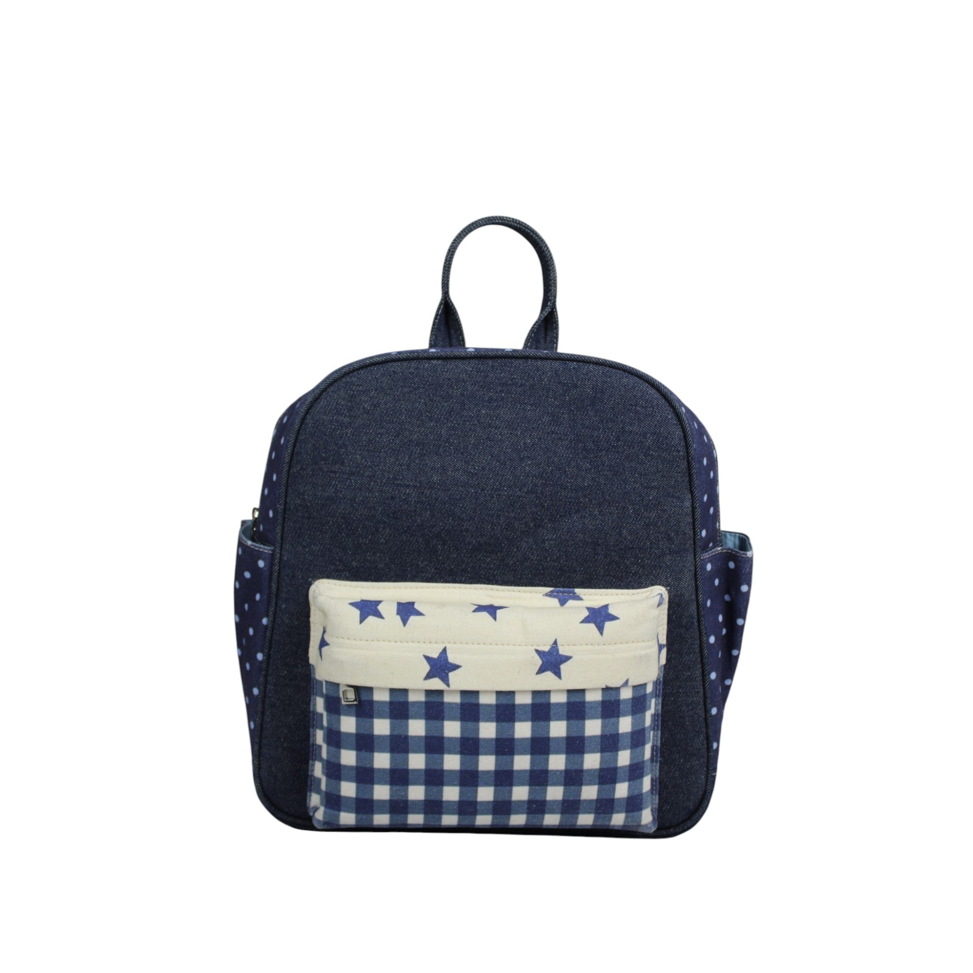  Polka Dot with Printed Star Canvas Backpack 