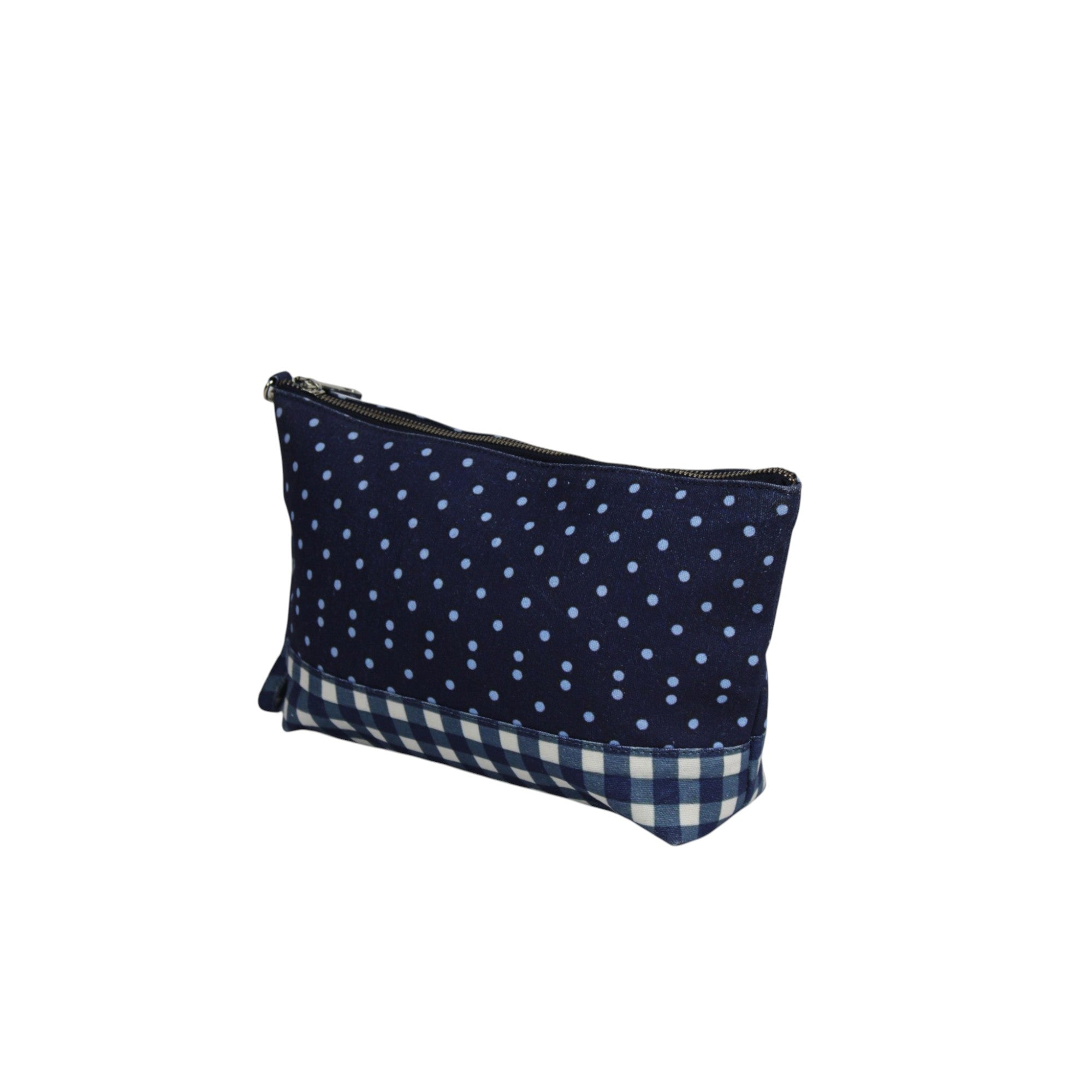 Blue Polka Dot & Gingham Check Multi-Purpose Utility Pouch/Handbag