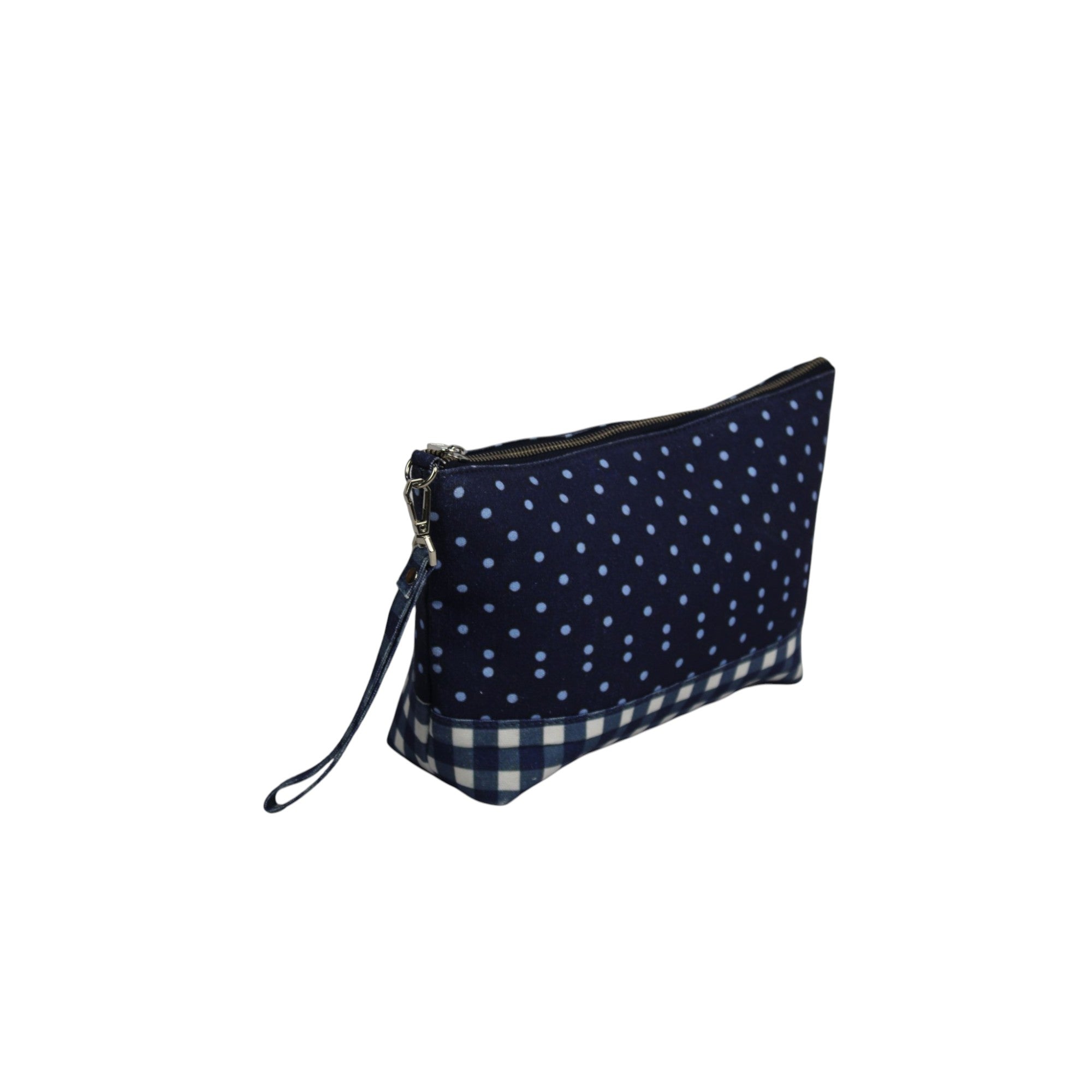Blue Polka Dot & Gingham Check Multi-Purpose Utility Pouch/Handbag
