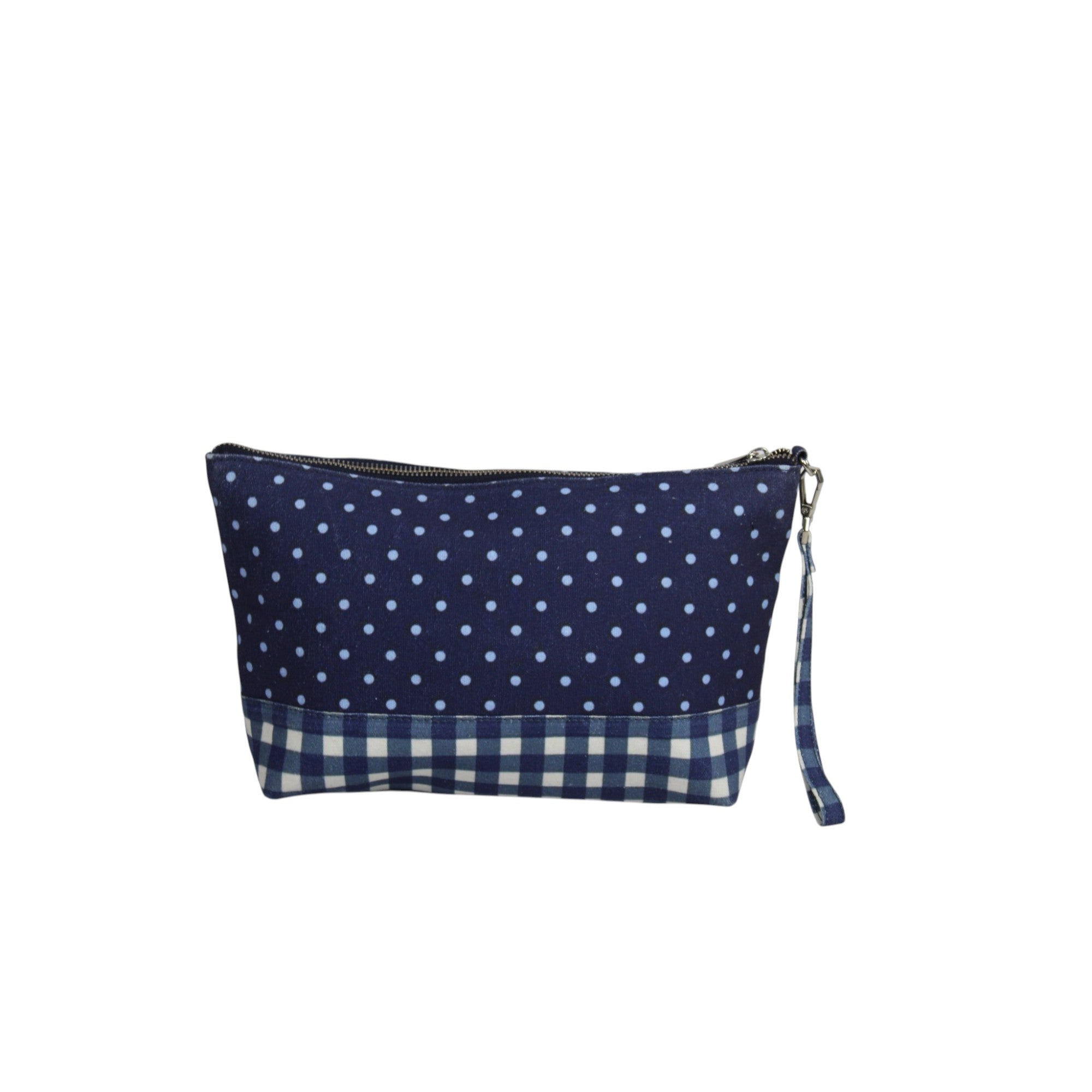 Blue Polka Dot & Gingham Check Multi-Purpose Utility Pouch/Handbag